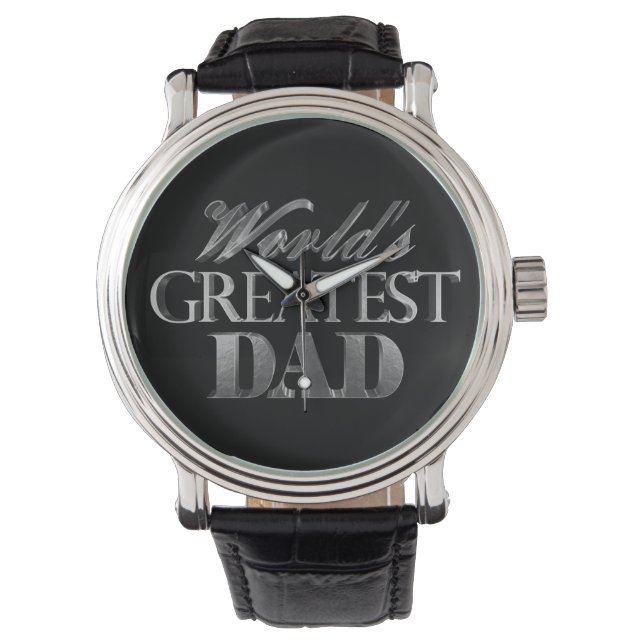 Världsmästare Pappa Elegant Black Grått Typografi Armbandsur (Framsida)