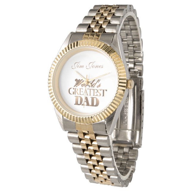 Världsmästare Pappa Elegant Typografi Lägg till Na Armbandsur (Vinklad)