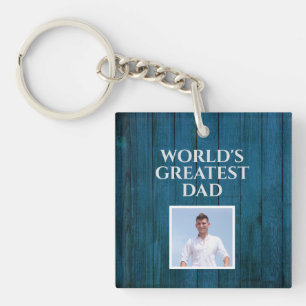Världsmästare Pappa - Foto på Rustic Blue Wood