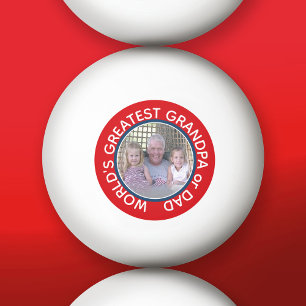 Världsmästare Pappa Grandpa Photo rött vitt blått Pingisboll