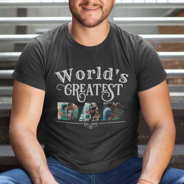 Världsmästare PAPPA med 3 Foto ramar T Shirt (Skapare uppladdad)