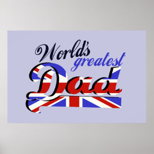 Världsmästare Pappa med engelska flagga Poster