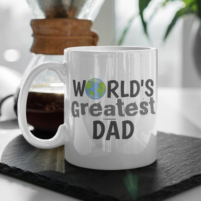 Världsmästare Pappa Modern Trendig Typografi Kaffemugg (World's Greatest Dad. Whimsical Mug)