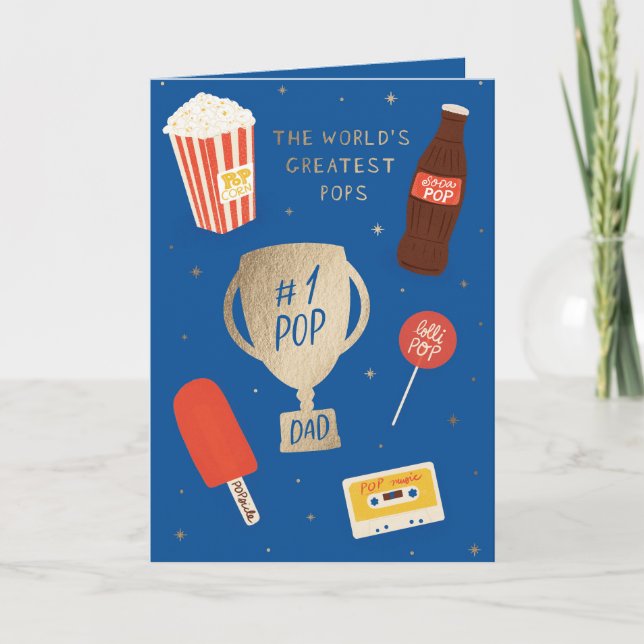"Världsmästare Pops" Fars dag-hälsningskort Kort (Framsida)