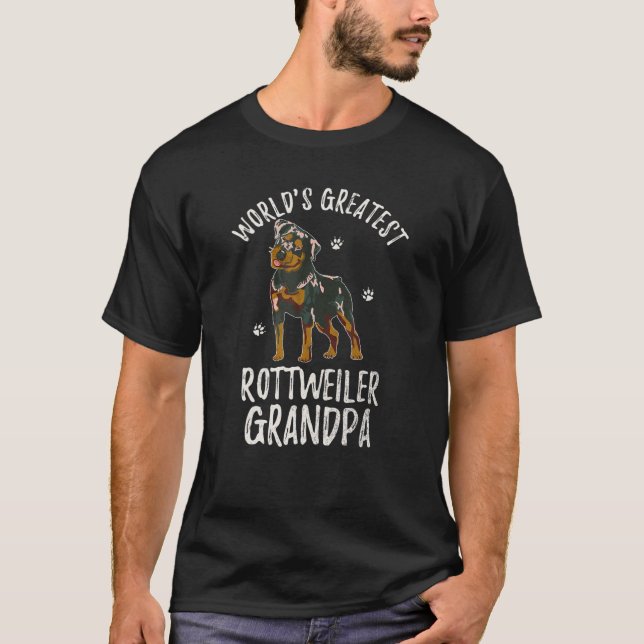 Världsmästare Rottweiler Grandpa Funny Rottie P T Shirt (Framsida)