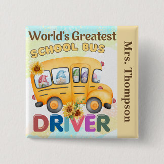 Världsmästare School Buss Driver Personlig Knapp