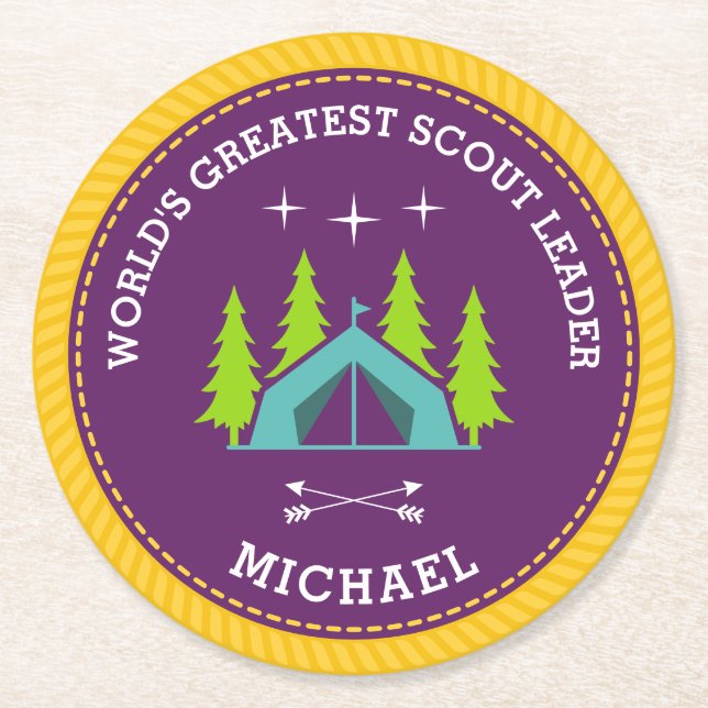 Världsmästare Scout Leader Underlägg Papper Rund (Framsidan)