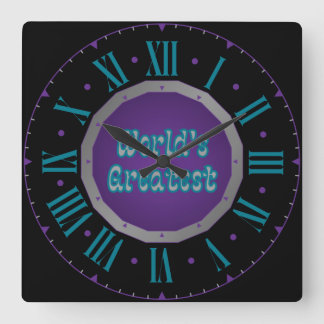 Världsmästare Sigil Roman Numeral Fyrkantig Klocka