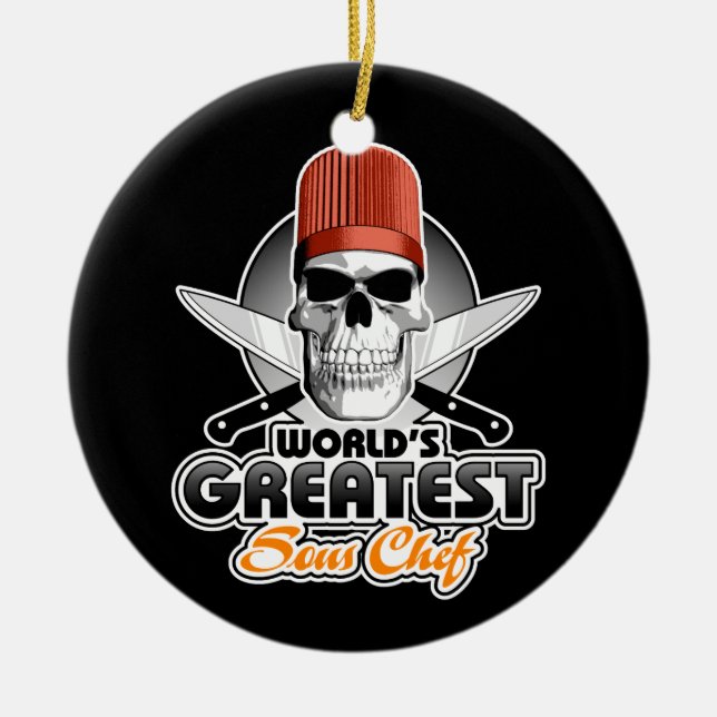Världsmästare Sous Chef v1 Julgransprydnad Keramik (Framsidan)