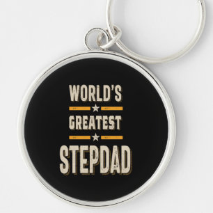 Världsmästare Step-Pappa Funny Stepfather Gift Rund Silverfärgad Nyckelring