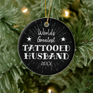 Världsmästare Tattooed Make Personlig Julgransprydnad Keramik