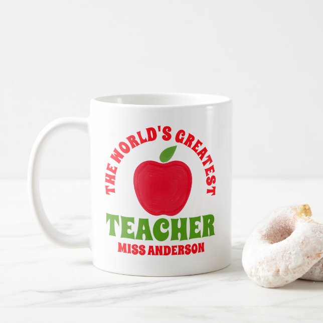 Världsmästare Teacher Apple Kaffemugg (Med munk)