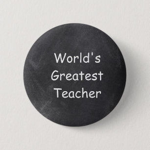 världsmästare Teacher Chalkboard Design Gift Knapp