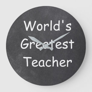 Världsmästare Teacher Chalkboard Design Gift Stor Klocka
