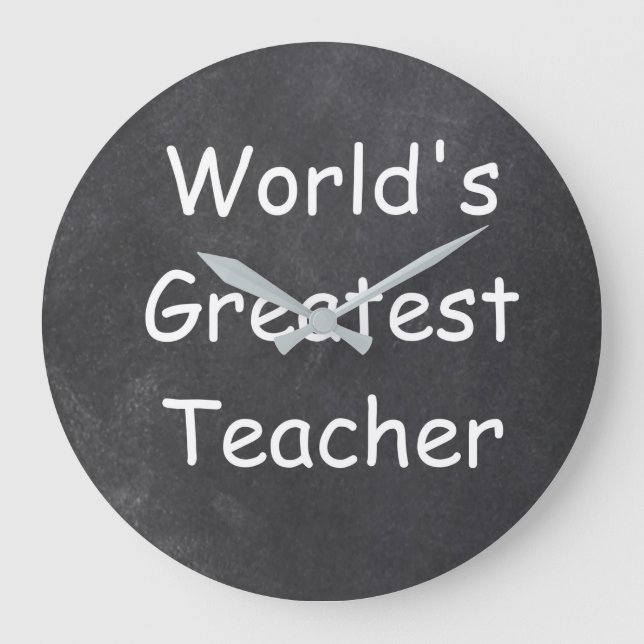 Världsmästare Teacher Chalkboard Design Gift Stor Klocka (Framsida)