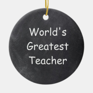 Världsmästare Teacher Chalkboard Gift Idea Julgransprydnad Keramik