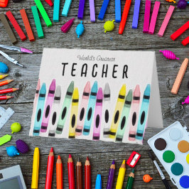 Världsmästare Teacher Crayon Kort