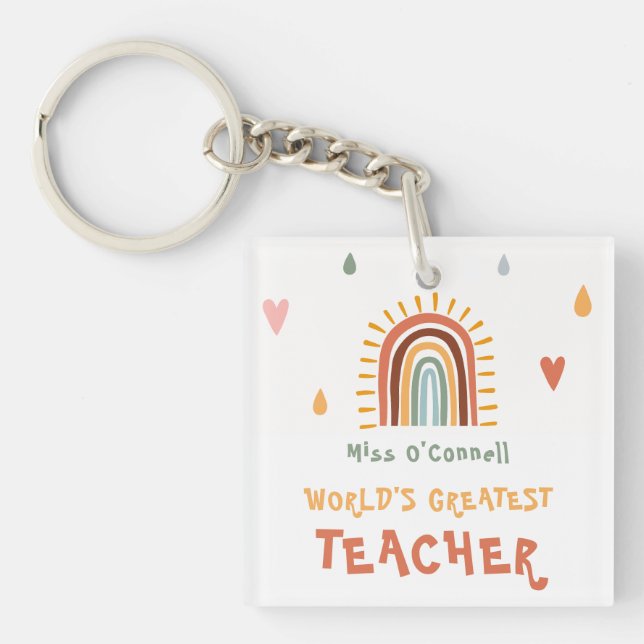 Världsmästare Teacher Gift Boho Rainbow (Framsidan)