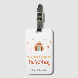 Världsmästare Teacher Gift Boho Rainbow Bagagebricka