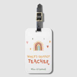 Världsmästare Teacher Gift Boho Rainbow Bagagebricka