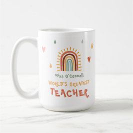 Världsmästare Teacher Gift Boho Rainbow Kaffemugg