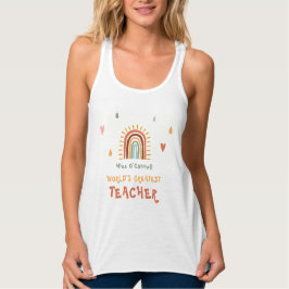 Världsmästare Teacher Gift Boho Rainbow Linne Med Racerback
