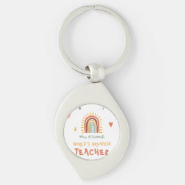Världsmästare Teacher Gift Boho Rainbow Swirl Silverfärgad Nyckelring