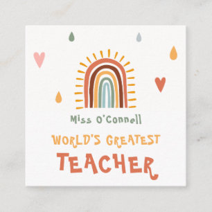 Världsmästare Teacher Gift Boho Rainbow Tilläggskort