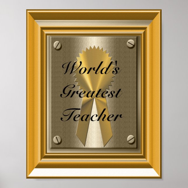 Världsmästare Teacher Poster Skriv ut tecken (Framsidan)