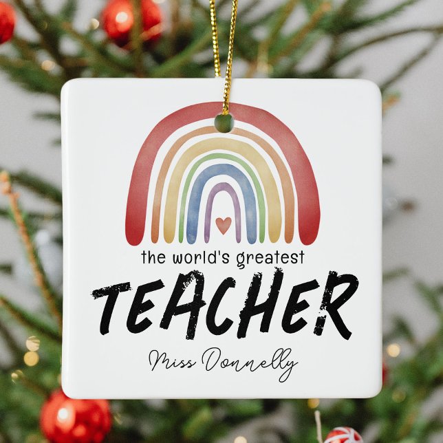 Världsmästare Teacher Rainbow jul jul Julgransprydnad Keramik (Skapare uppladdad)