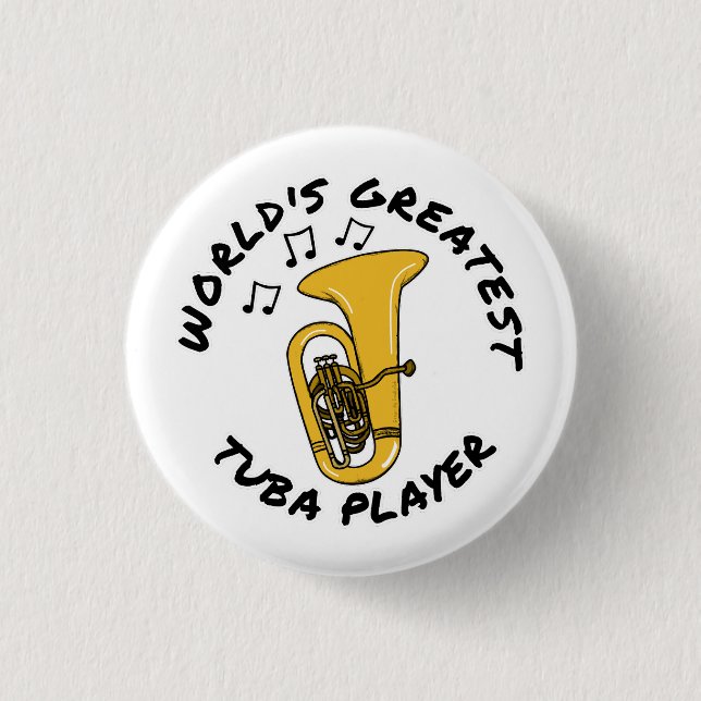 Världsmästare Tuba Player, Brass Musician Funny Knapp (Framsida)