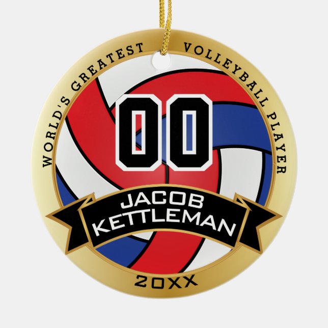 Världsmästare 🏐 Volleyball Player Julgransprydnad Keramik (Framsidan)