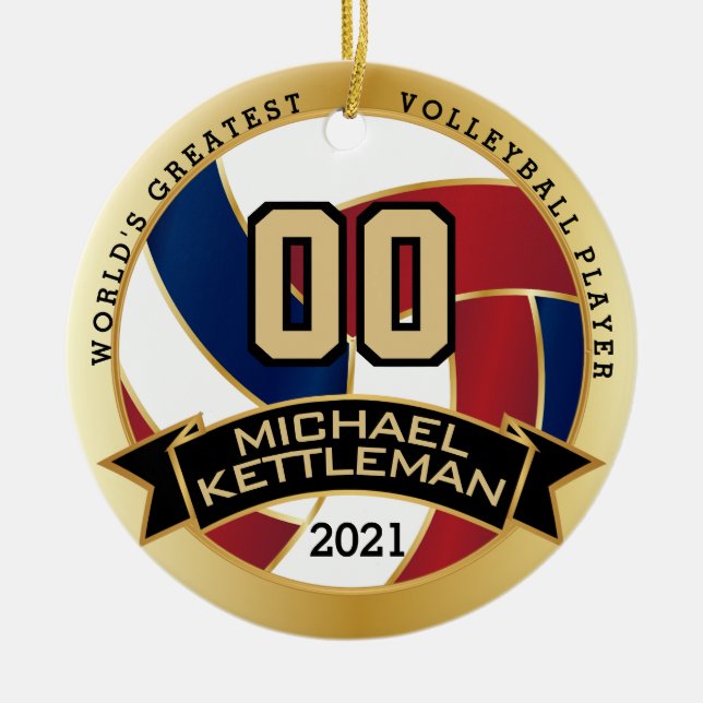 Världsmästare Volleyball Player Julgransprydnad Keramik (Framsidan)