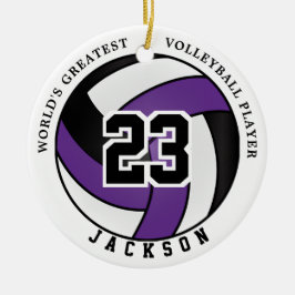 Världsmästare Volleyball Player, Lila och svart Julgransprydnad Keramik
