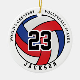 Världsmästare 🏐 Volleyball Red, White & Blue Julgransprydnad Keramik