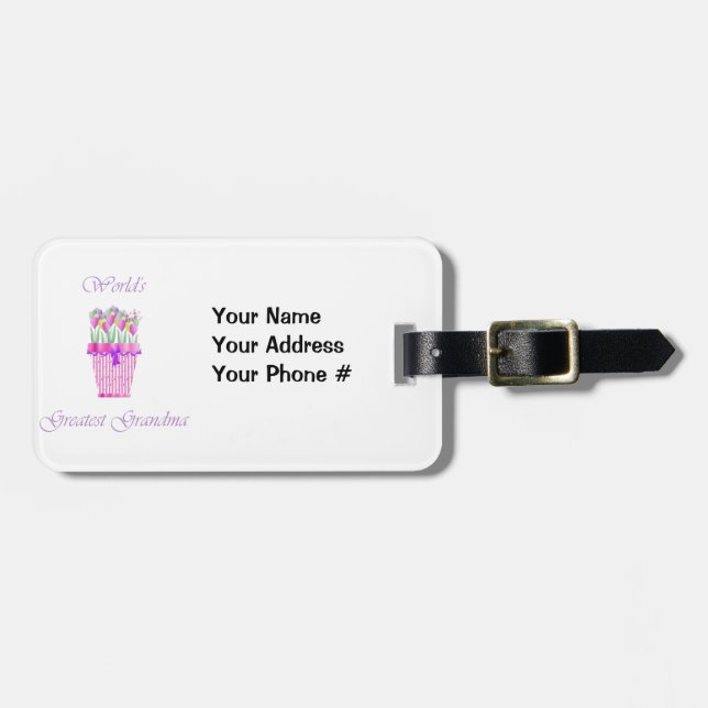 världsmästaremormor (rosablommor) bagagebricka (Horisontell Framsida)