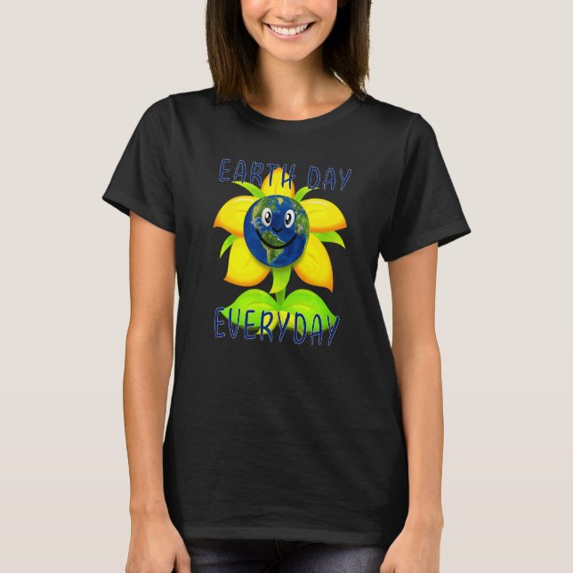 Världsmiljödagen Lycklig N T Shirt (Framsida)