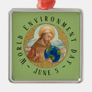 Världsmiljödagen och den helige Francis of Assisi Julgransprydnad Metall