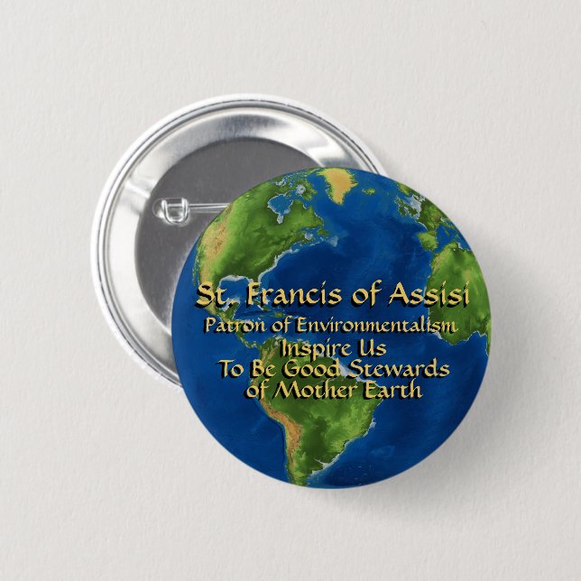 Världsmiljödagen och den helige Francis of Assisi Knapp (Framsida & baksida)