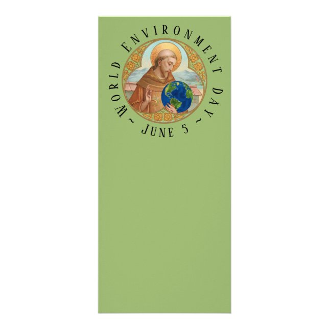 Världsmiljödagen och den helige Francis of Assisi Reklamkort (Framsidan)