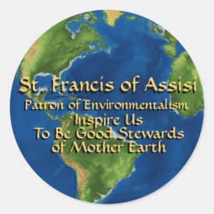 Världsmiljödagen och den helige Francis of Assisi Runt Klistermärke