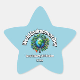 Världsmiljödagen Stjärnformat Klistermärke