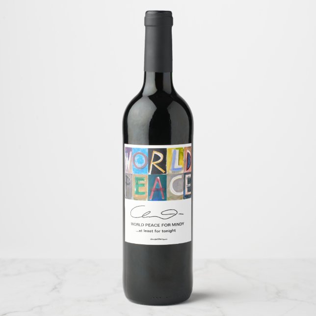 VÄRLDSMÖJLIGHET FÖR MINDY Mat- och dryckesetikett Vinflaska Etikett (Framsida)