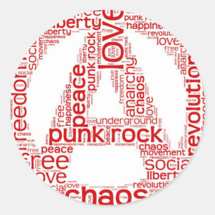 Världsmoln i anarkiform runt klistermärke