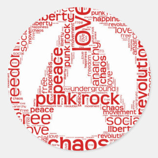 Världsmoln i anarkiform runt klistermärke