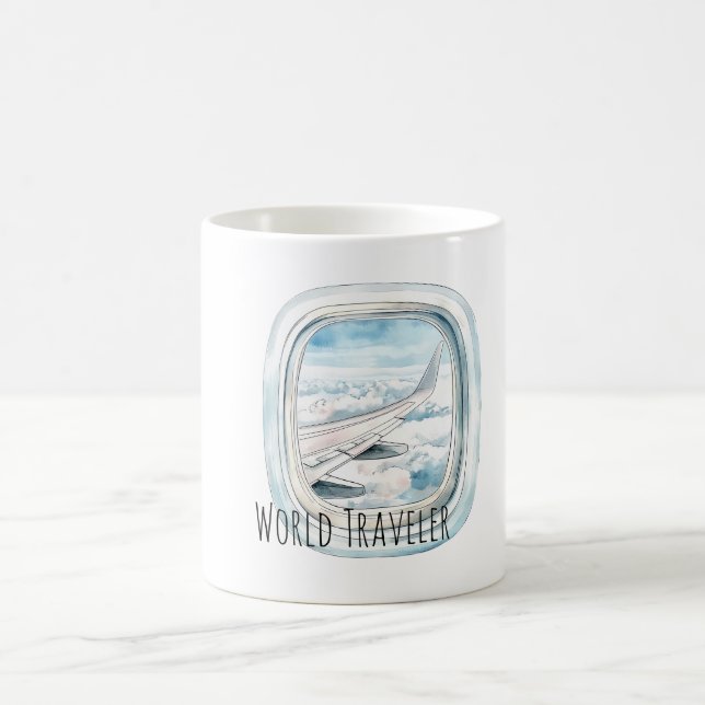 Världsomflygande fönsterflygplan kaffemugg (Center)