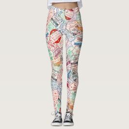 Världsomspännande reseretiketter över hela Mönster Leggings