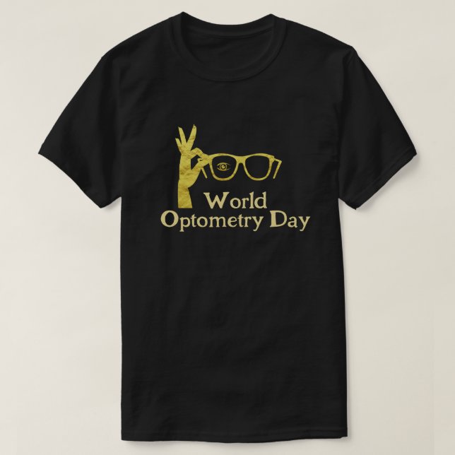 Världsoptometridagen Golden Eyeglasses Icon T-Shir T Shirt (Design framsida)