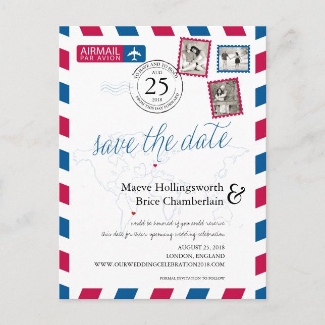 Världsplatser England Flygpost Spara datumet Meddelande Vykort (Framsida)