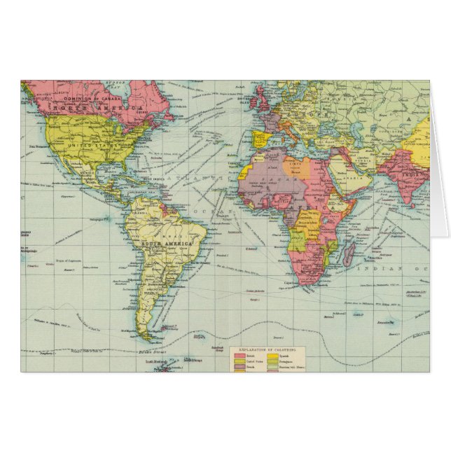 Världspolitiskt Karta Hälsningskort (Framsidan Horizontal)